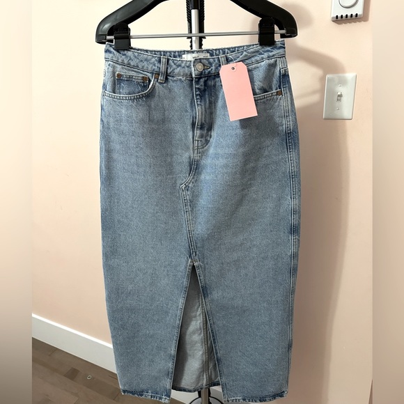 Mango - Famous Maxi Demin Skirt with Front Slit - Picture 1 of 2